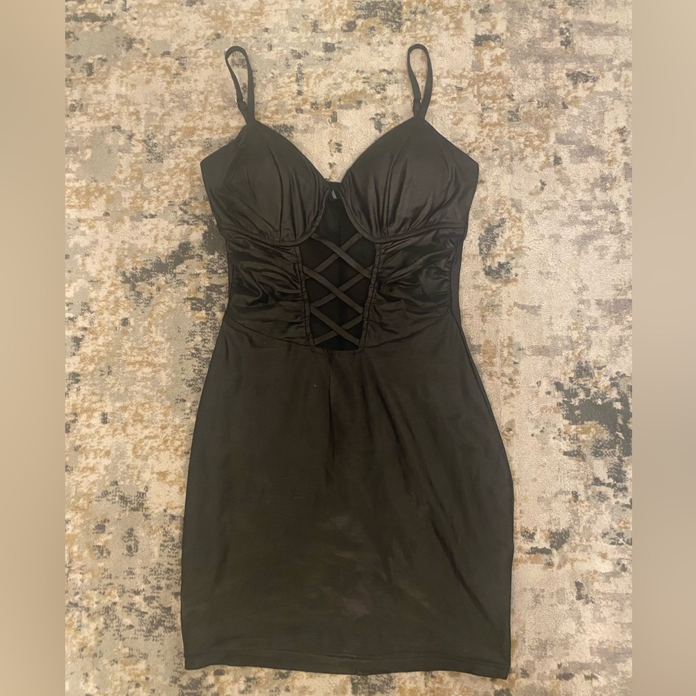 Black Faux Leather Mini Dress